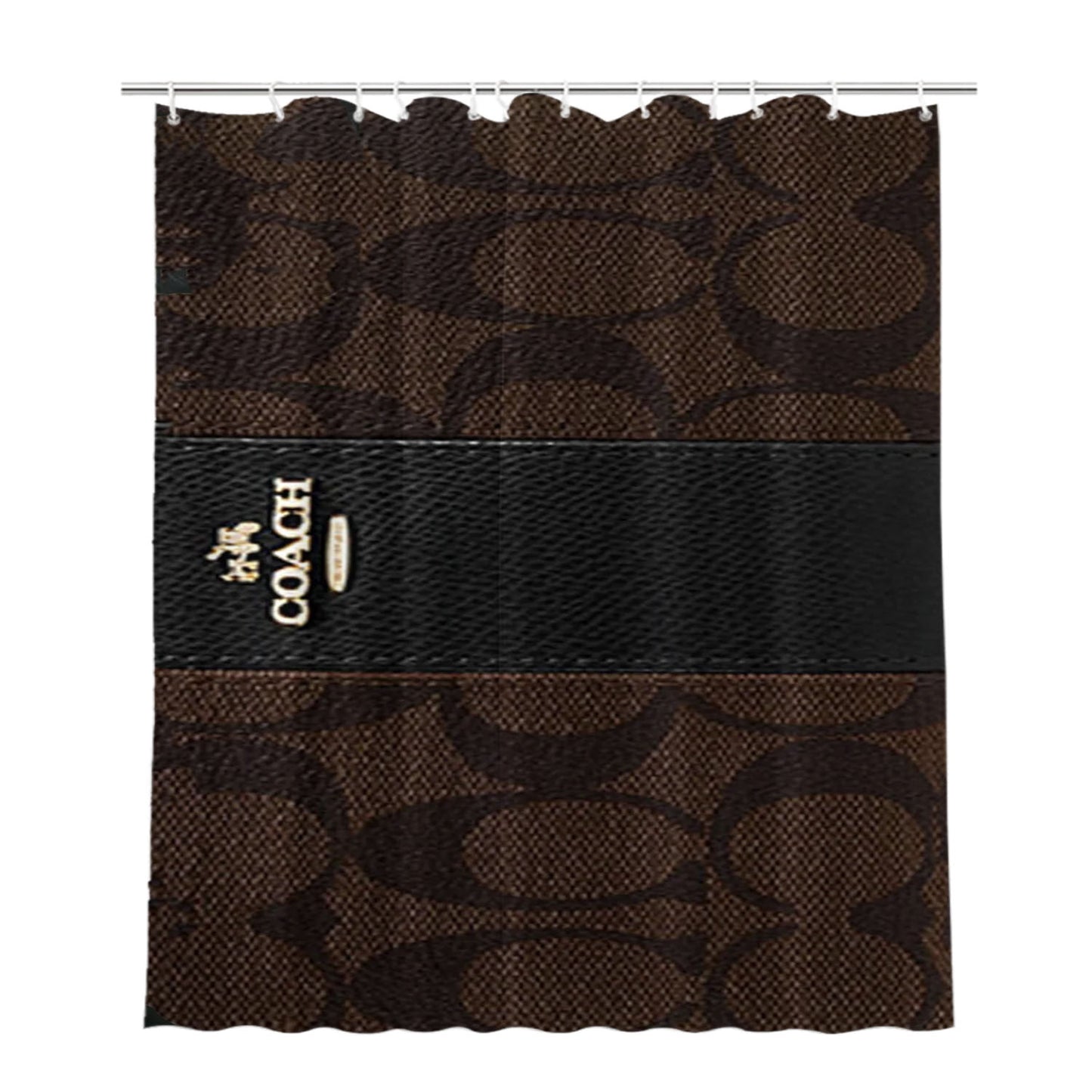 Coach Wallet Pattern Bathroom Shower Curtain Fabric Waterproof | 66 X 72 Inch