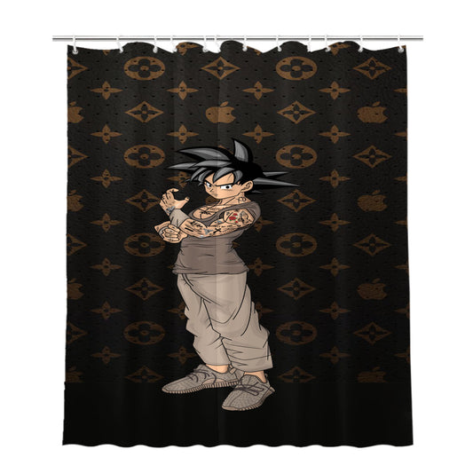 Personalized Dragon Ball Son Goku Louis Vuitton Shower Curtain Farmhouse Bathroom Decor
