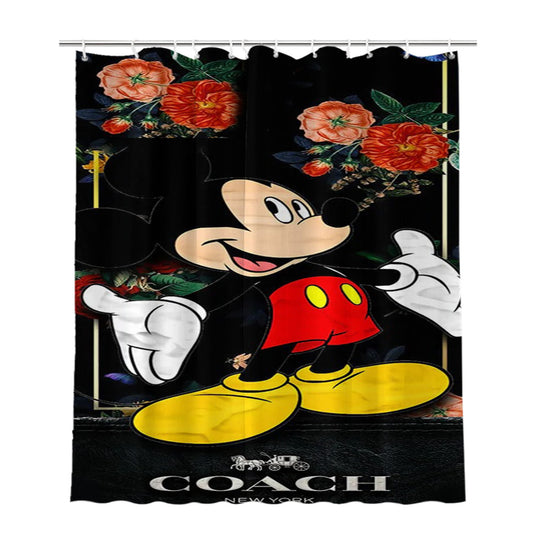 Flowers Coach Mickey Mouse New 49 Bathroom Shower Curtain Fabric Waterproof