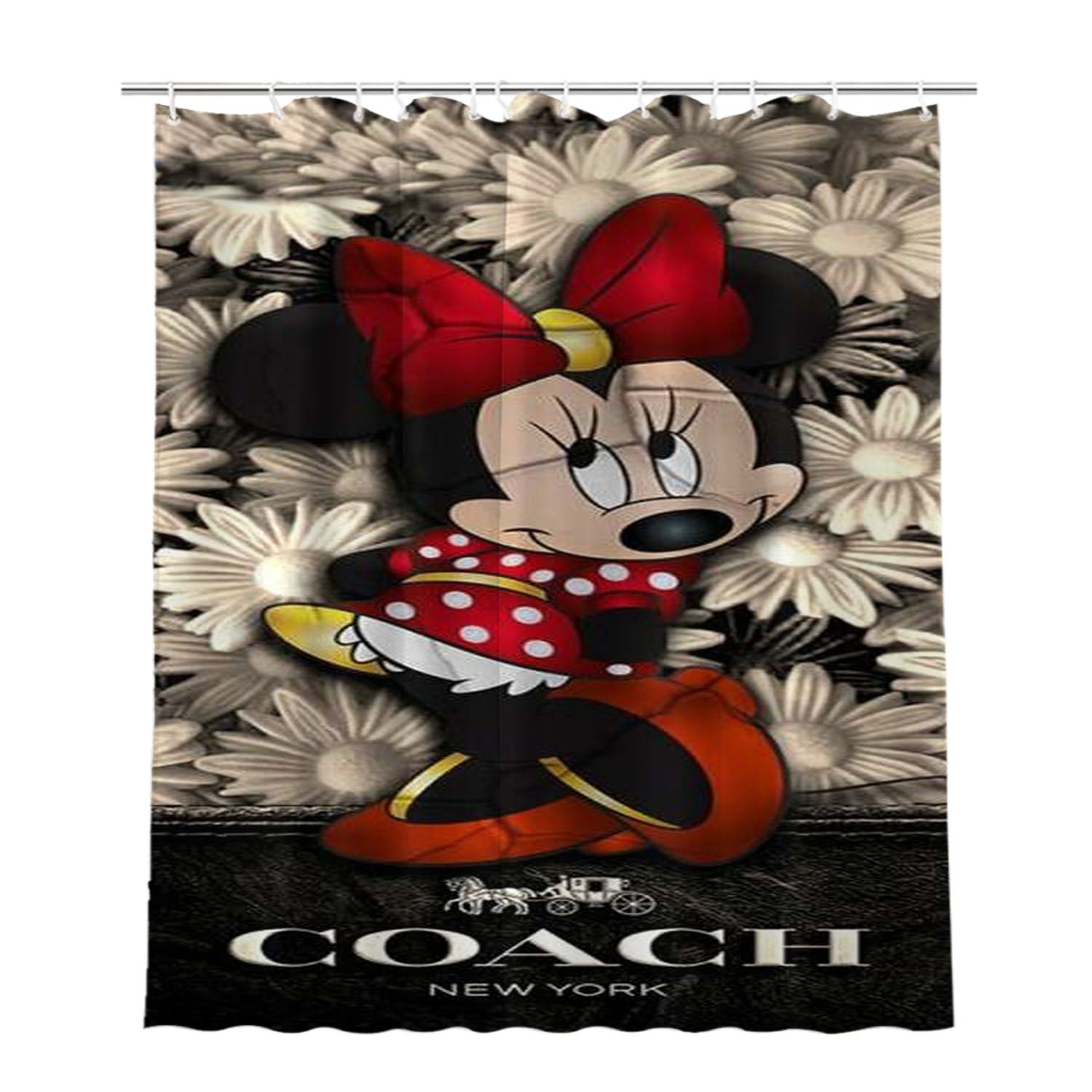Flowers Coach Minnie Mouse New 43 Bathroom Shower Curtain Fabric Waterproof | 66 X 72 Inch