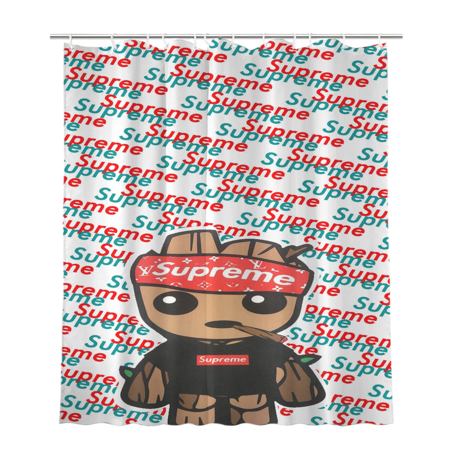 Groot Supreme Bathroom Shower Curtain Fabric Waterproof | 66 X 72 Inch
