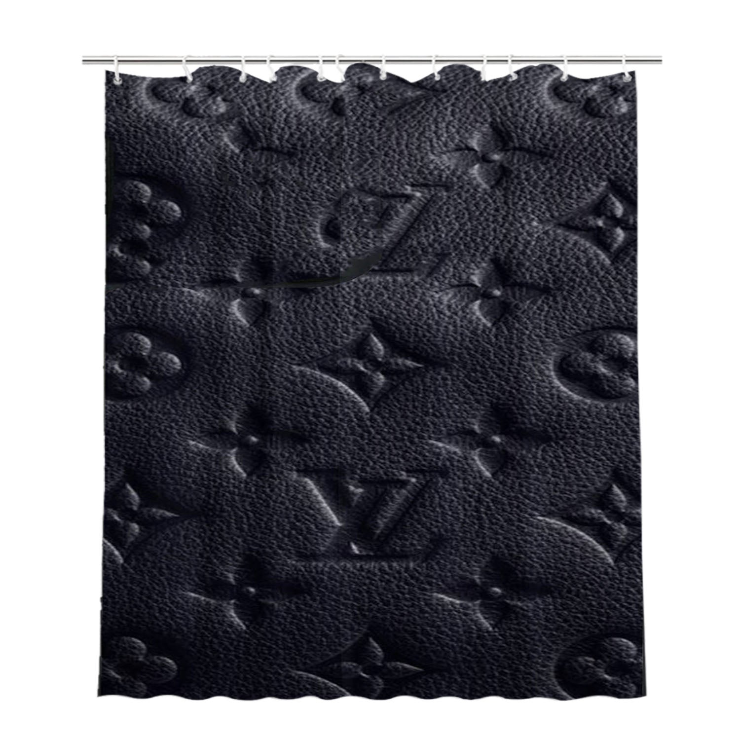 Louis Vuitton Black Print Bathroom Shower Curtain Fabric Waterproof | 66 X 72 Inch
