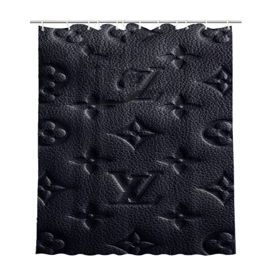 Louis Vuitton Black Print Bathroom Shower Curtain Fabric Waterproof