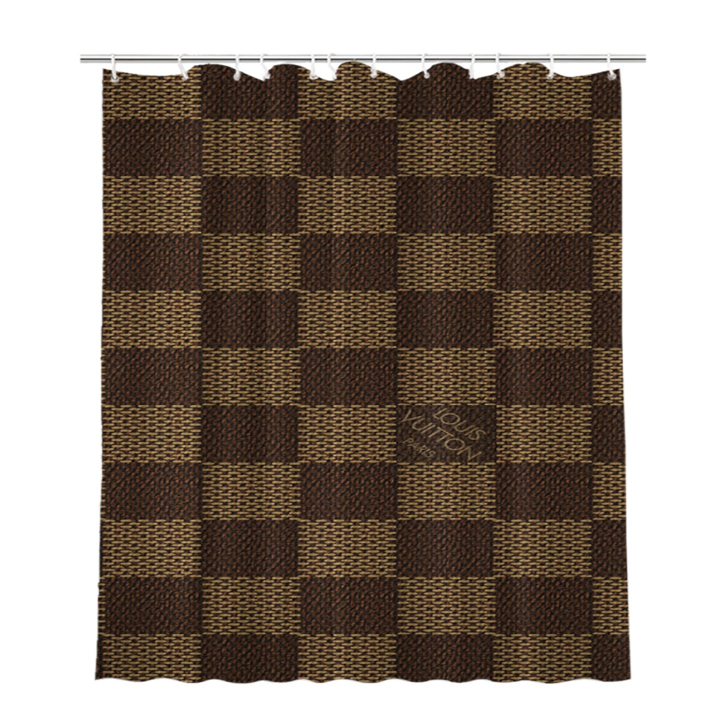 Louis Vuitton Brown Bathroom Shower Curtain Fabric Waterproof | 66 X 72 Inch