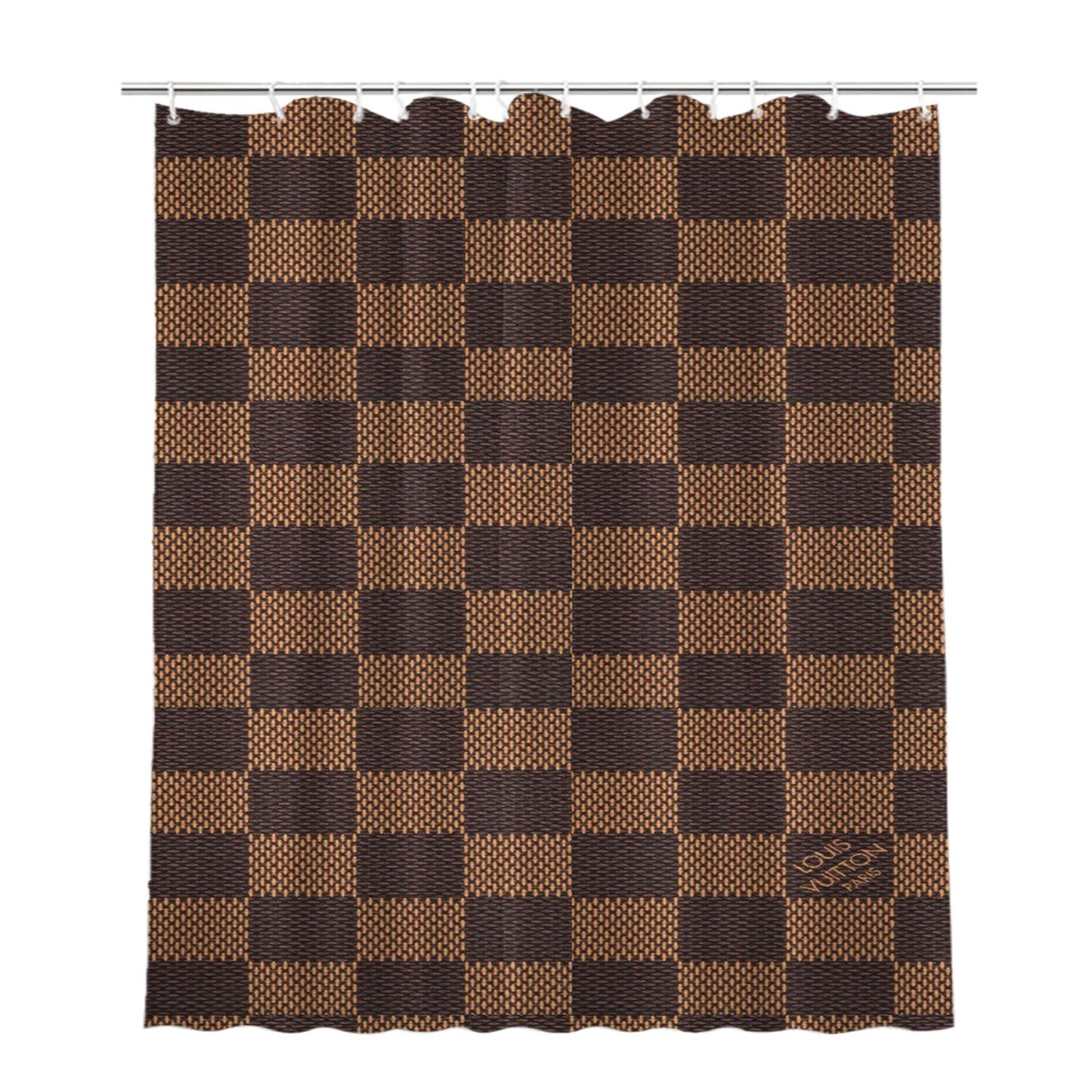 Louis Vuitton Bucket Damier Wallpaper Bathroom Shower Curtain Fabric Waterproof | 66 X 72 Inch