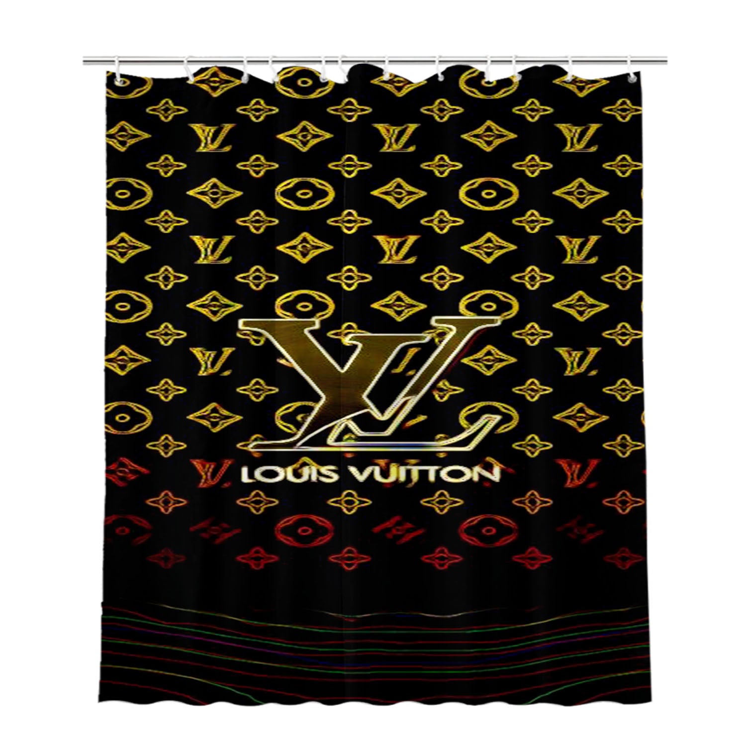 Louis Vuitton Design Bathroom Shower Curtain Fabric Waterproof | 66 X 72 Inch