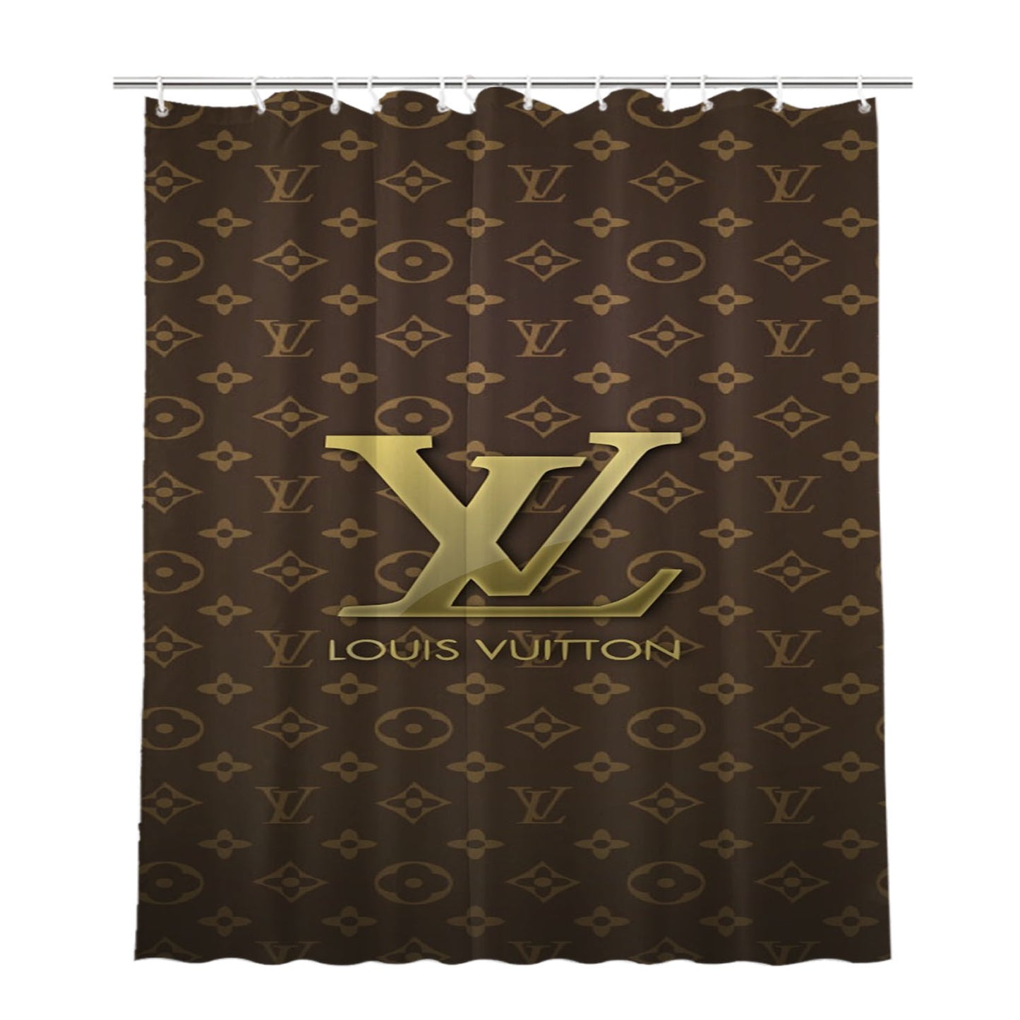 Louis Vuitton Designer Label Logos Patterns Bathroom Shower Curtain Fabric Waterproof | 66 X 72 Inch