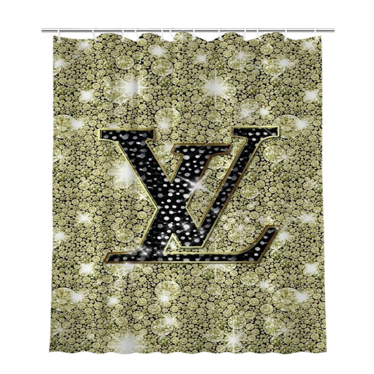 Louis Vuitton Diamond Clean Bathroom Shower Curtain Fabric Waterproof