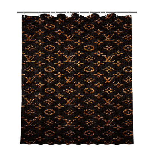 Louis Vuitton Leather Pattern Bathroom Shower Curtain Fabric Waterproof