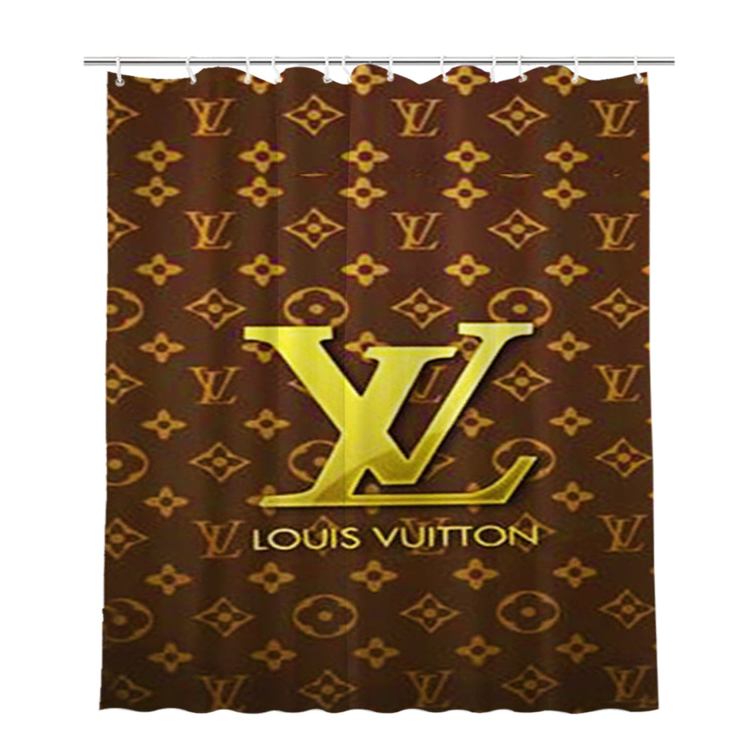 Louis Vuitton Logo Bathroom Shower Curtain Fabric Waterproof | 66 X 72 Inch
