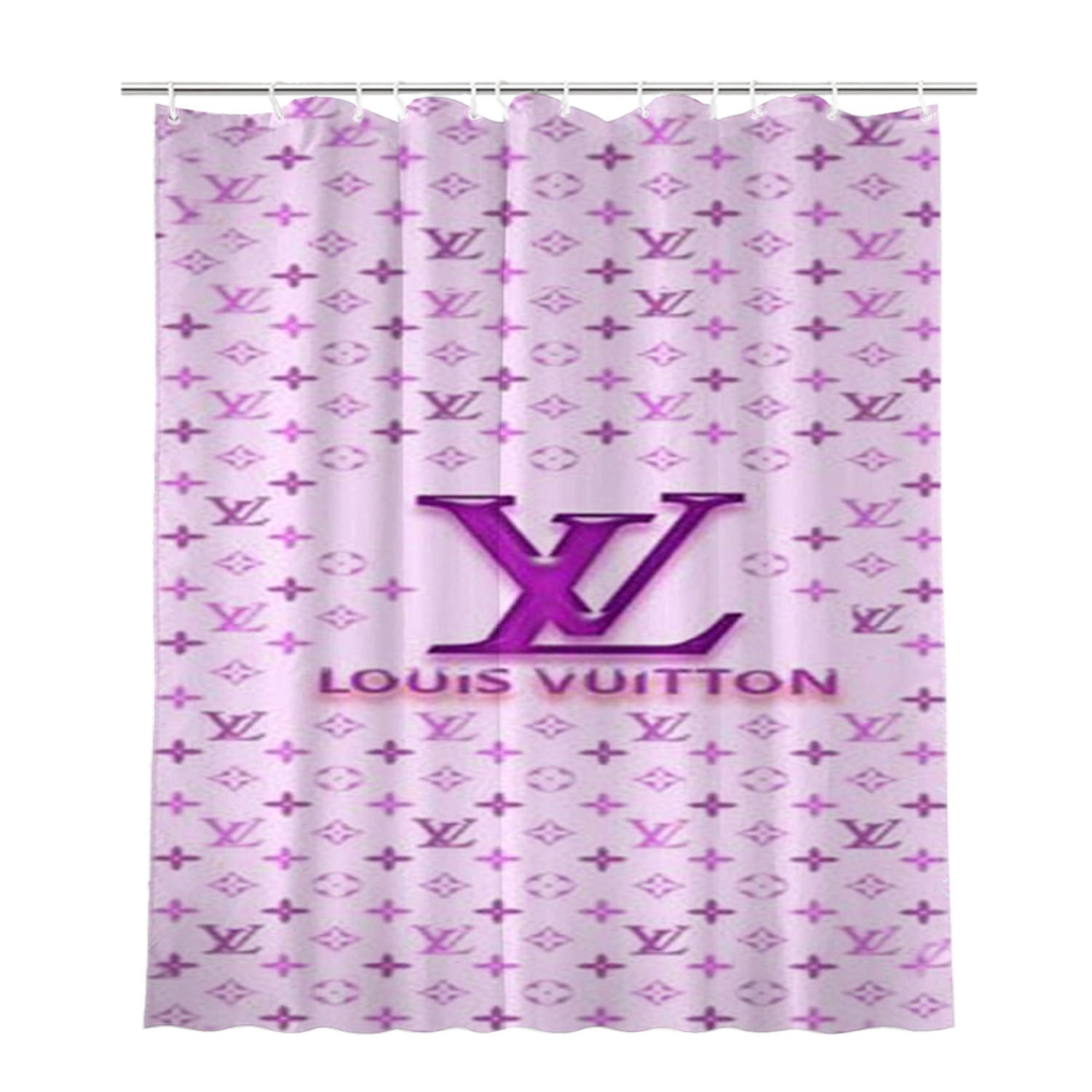 Louis Vuitton Logo Purple Bathroom Shower Curtain Fabric Waterproof | 66 X 72 Inch