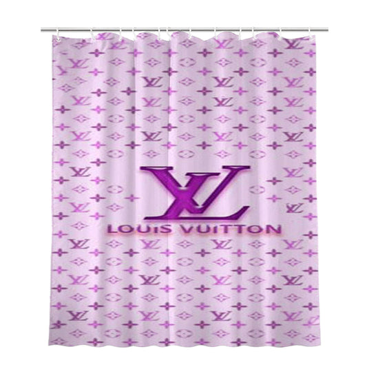 Louis Vuitton Logo Purple Bathroom Shower Curtain Fabric Waterproof