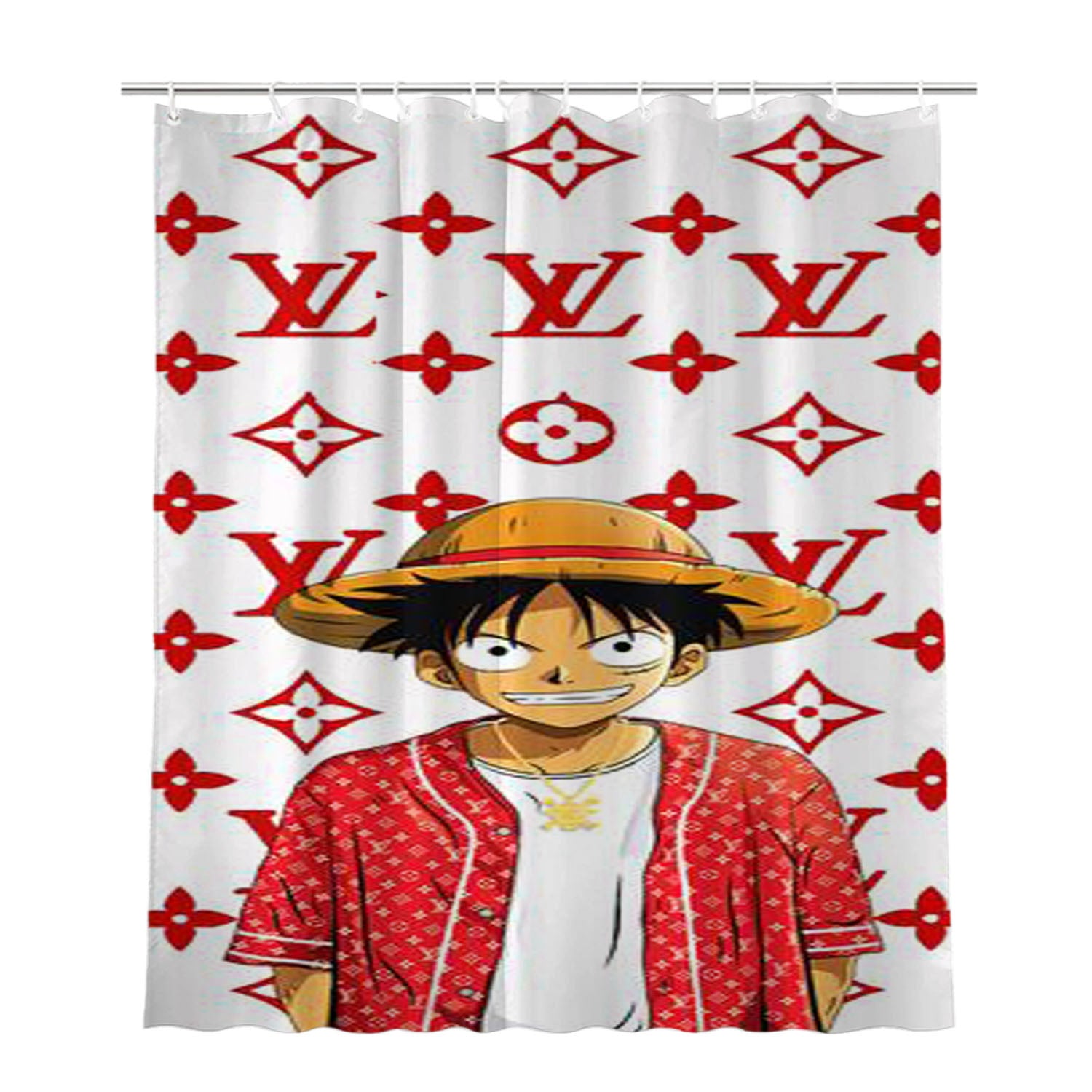 Louis Vuitton Mugiwara No Luffy Bathroom Shower Curtain Fabric Waterproof | 66 X 72 Inch