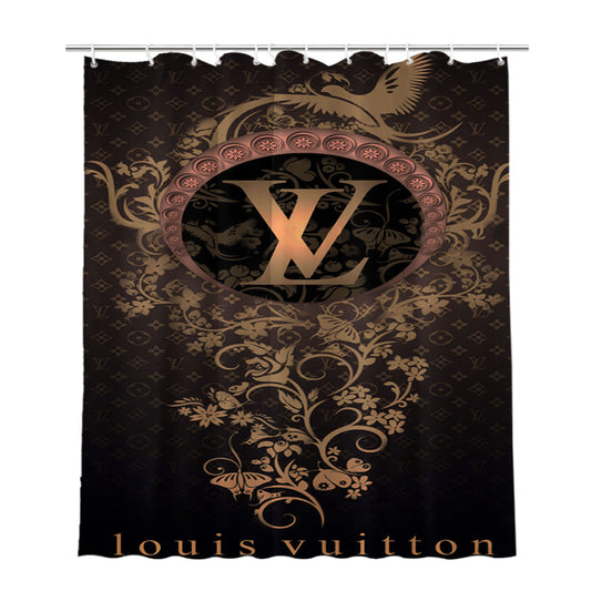 Louis Vuitton Ornament Bathroom Shower Curtain Fabric Waterproof