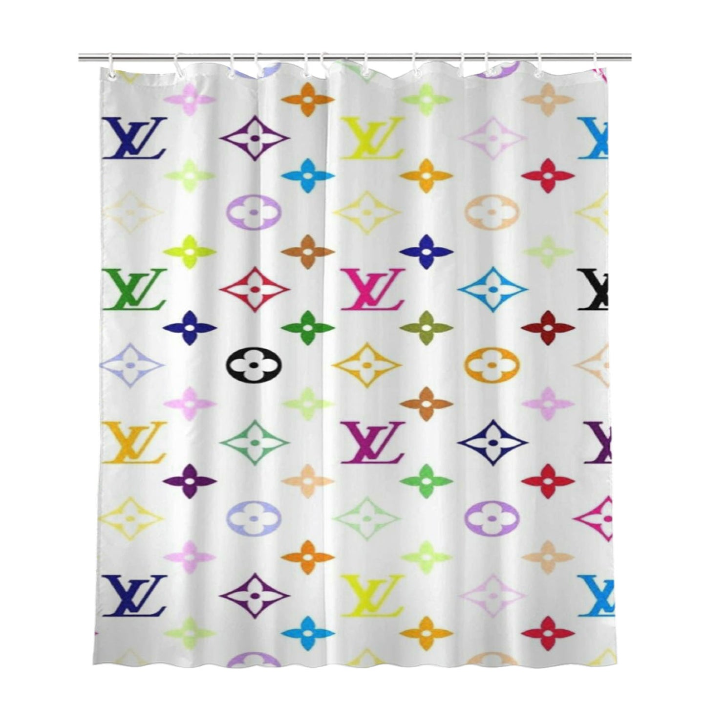 Louis Vuitton Rainbow Pattern Bathroom Shower Curtain Fabric Waterproof | 66 X 72 Inch