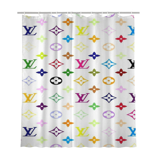 Louis Vuitton Rainbow Pattern Bathroom Shower Curtain Fabric Waterproof