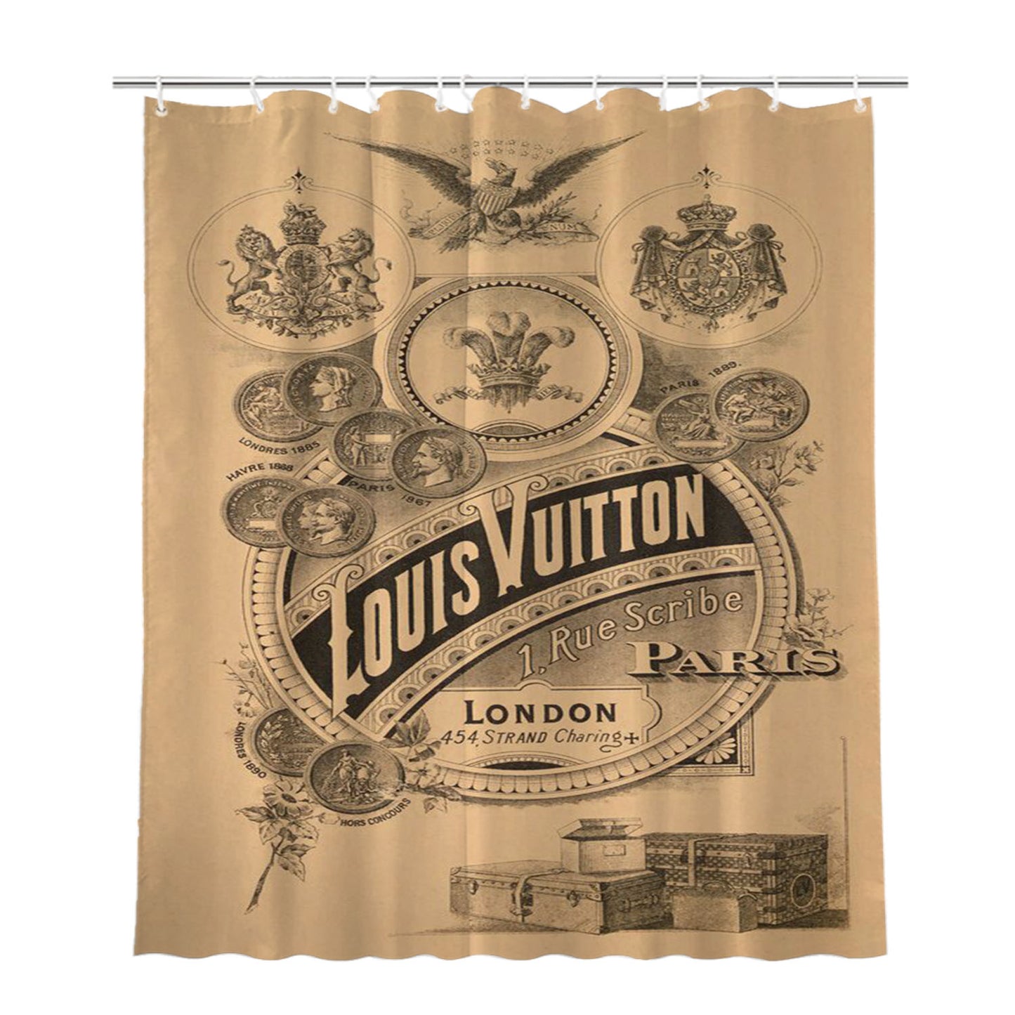 Louis Vuitton Vintage Bathroom Shower Curtain Fabric Waterproof | 66 X 72 Inch