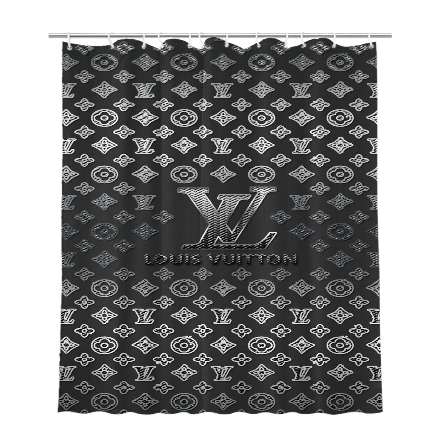 Louis Vuitton Wallpaper Bathroom Shower Curtain Fabric Waterproof | 66 X 72 Inch