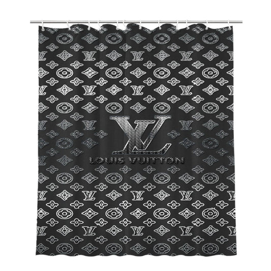 Louis Vuitton Wallpaper Bathroom Shower Curtain Fabric Waterproof