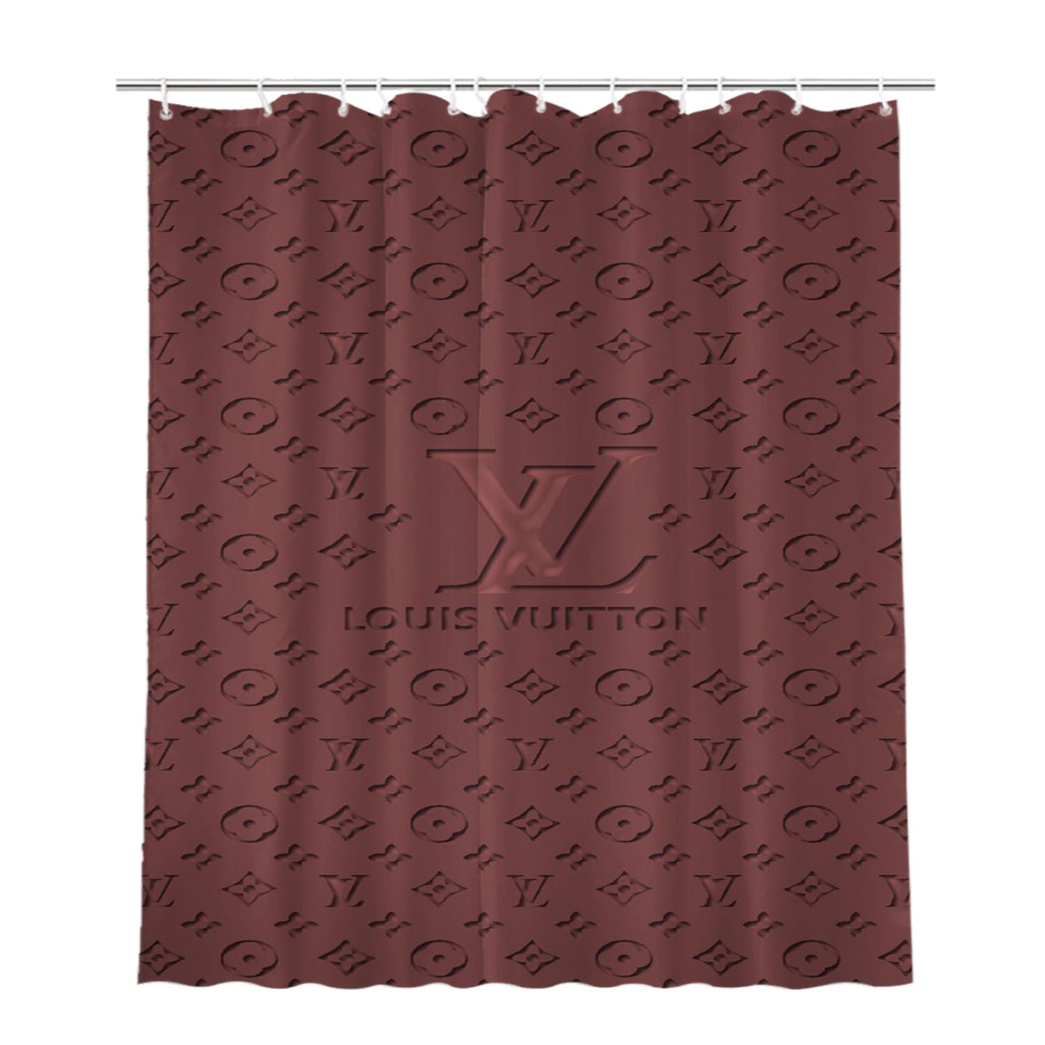 Louis Vuitton Wallpaper Red Bathroom Shower Curtain Fabric Waterproof | 66 X 72 Inch