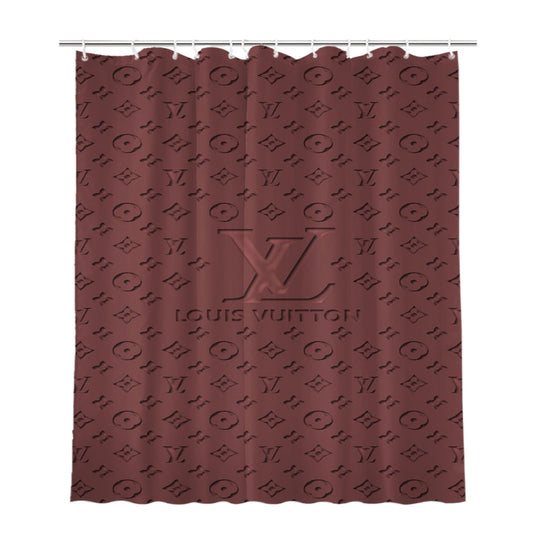 Louis Vuitton Wallpaper Red Bathroom Shower Curtain Fabric Waterproof