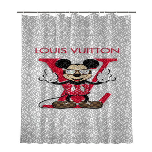 Mickey Louis Vuitton Bathroom Shower Curtain Fabric Waterproof