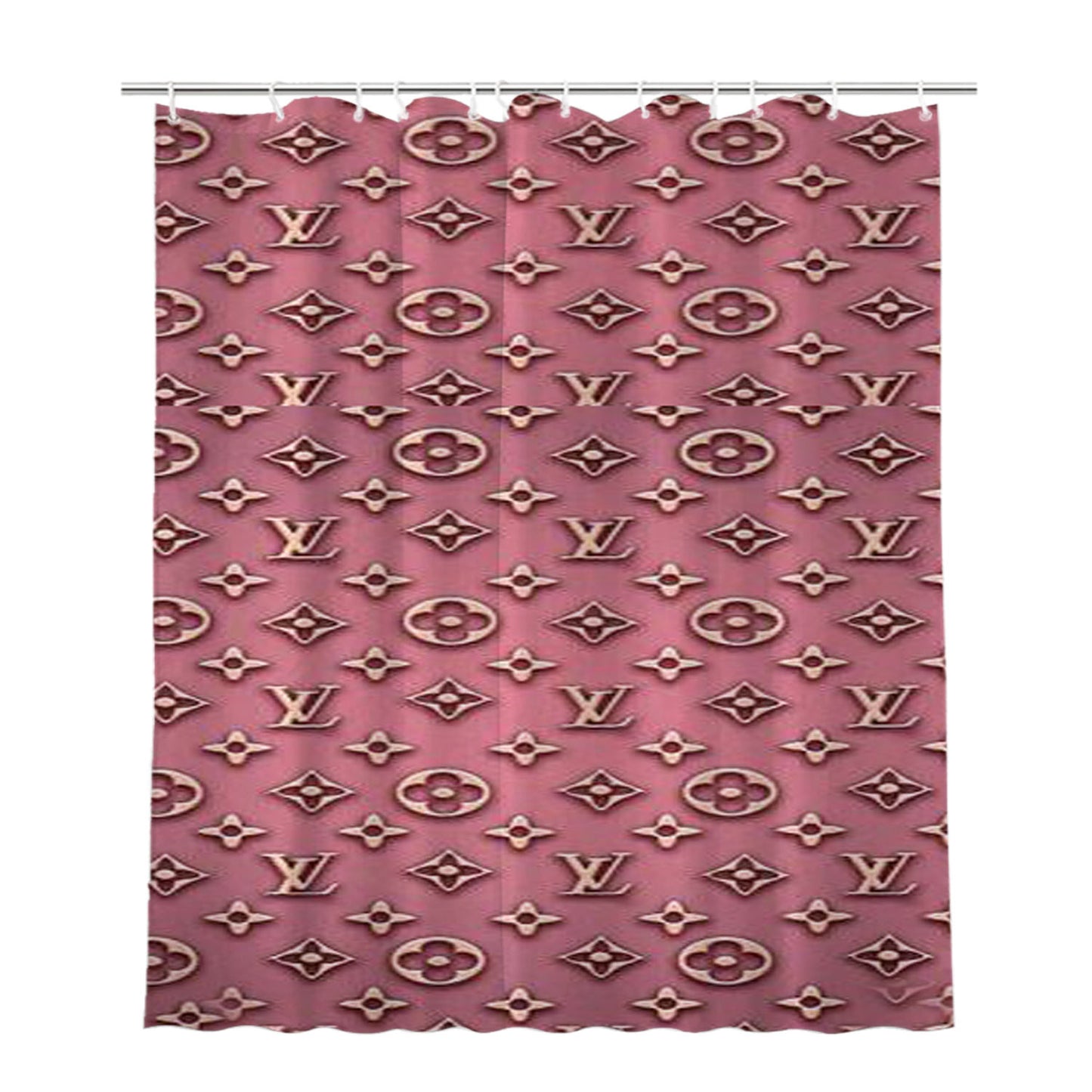 Pink Louis Vuitton Bathroom Shower Curtain Fabric Waterproof | 66 X 72 Inch