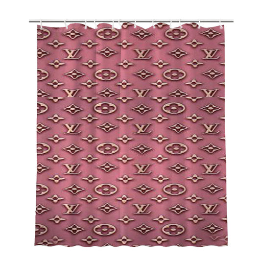 Pink Louis Vuitton Bathroom Shower Curtain Fabric Waterproof