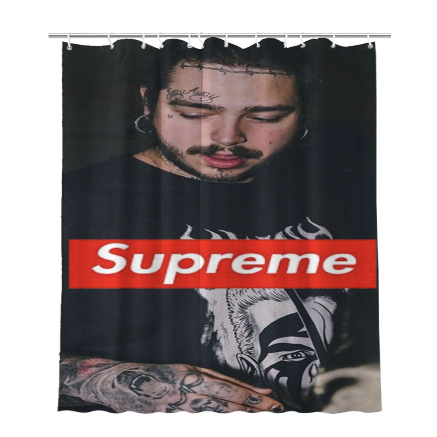 Postmalone Supreme  Bathroom Shower Curtain Fabric Waterproof | 66 X 72 Inch