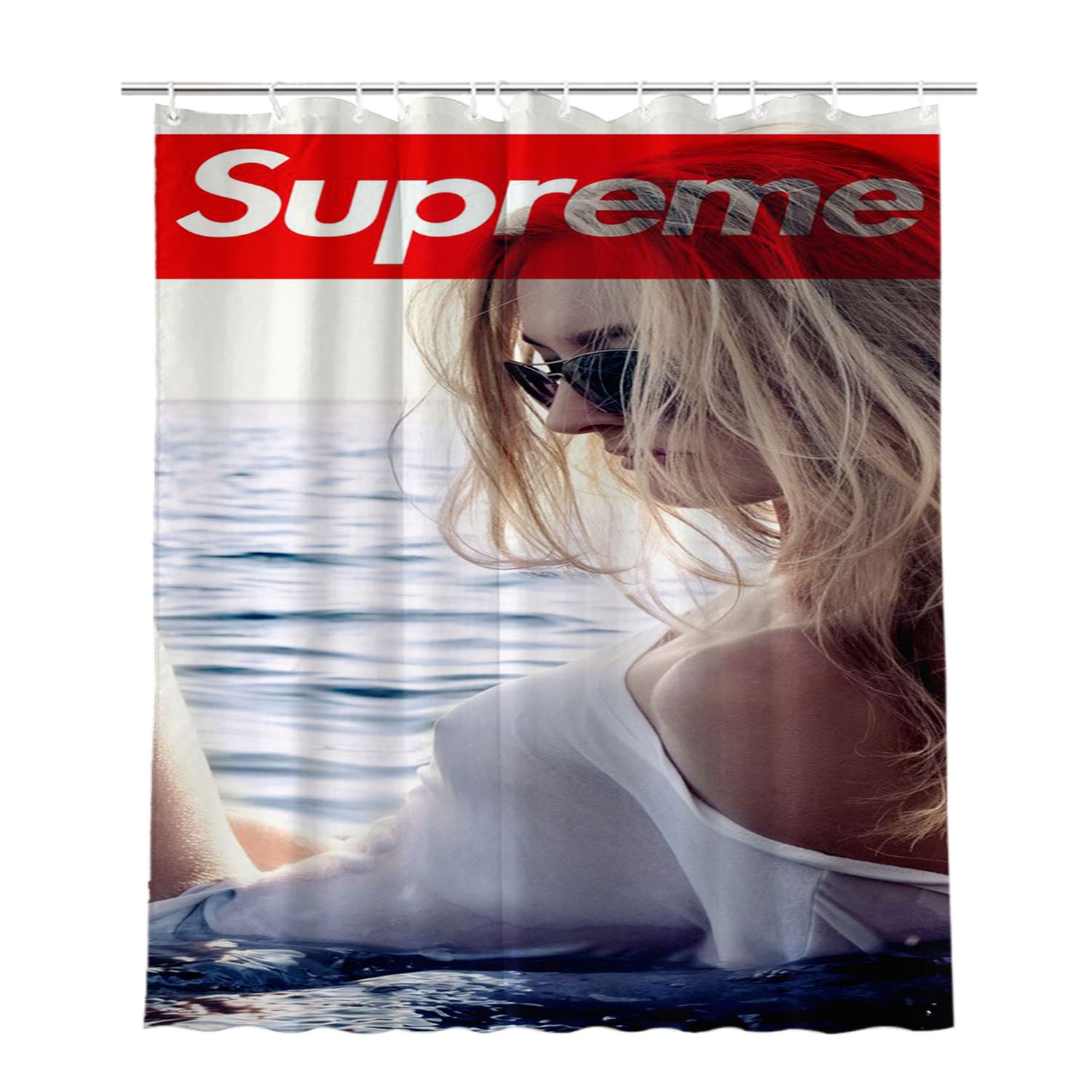 Supreme Girl Beautiful Beach Bathroom Shower Curtain Fabric Waterproof | 66 X 72 Inch