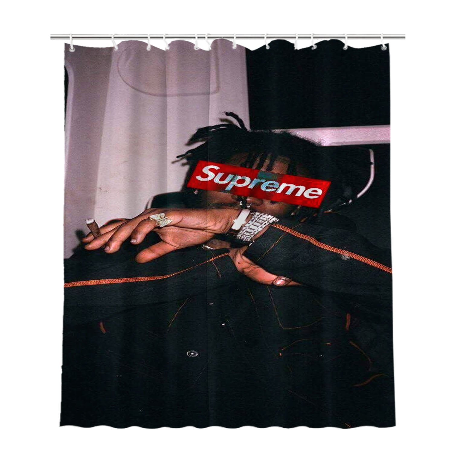 Supreme Lil Uzi Vert Bathroom Shower Curtain Fabric Waterproof | 66 X 72 Inch