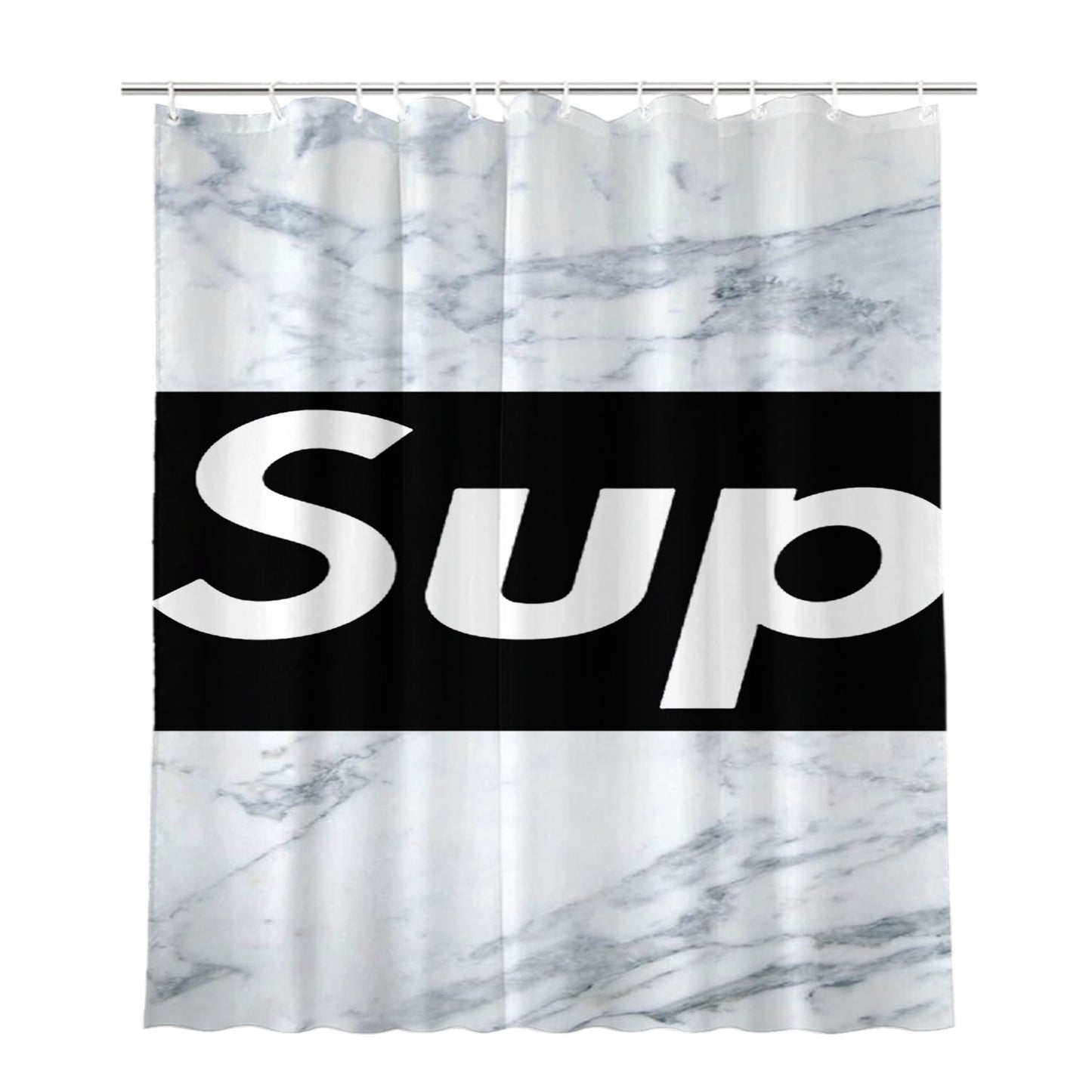 Supreme Marble Black Font Bathroom Shower Curtain Fabric Waterproof | 66 X 72 Inch