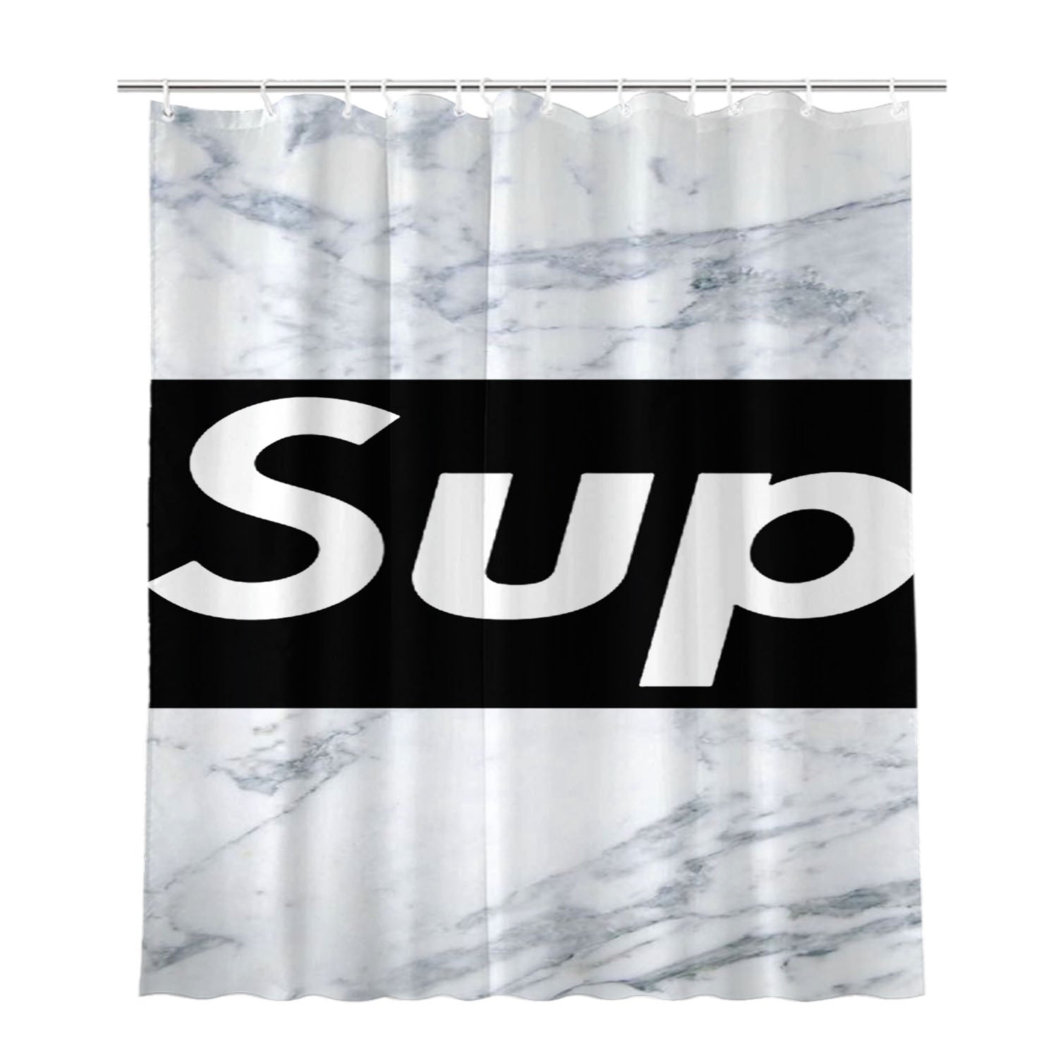 Supreme Marble Black Font Bathroom Shower Curtain Fabric Waterproof | 66 X 72 Inch