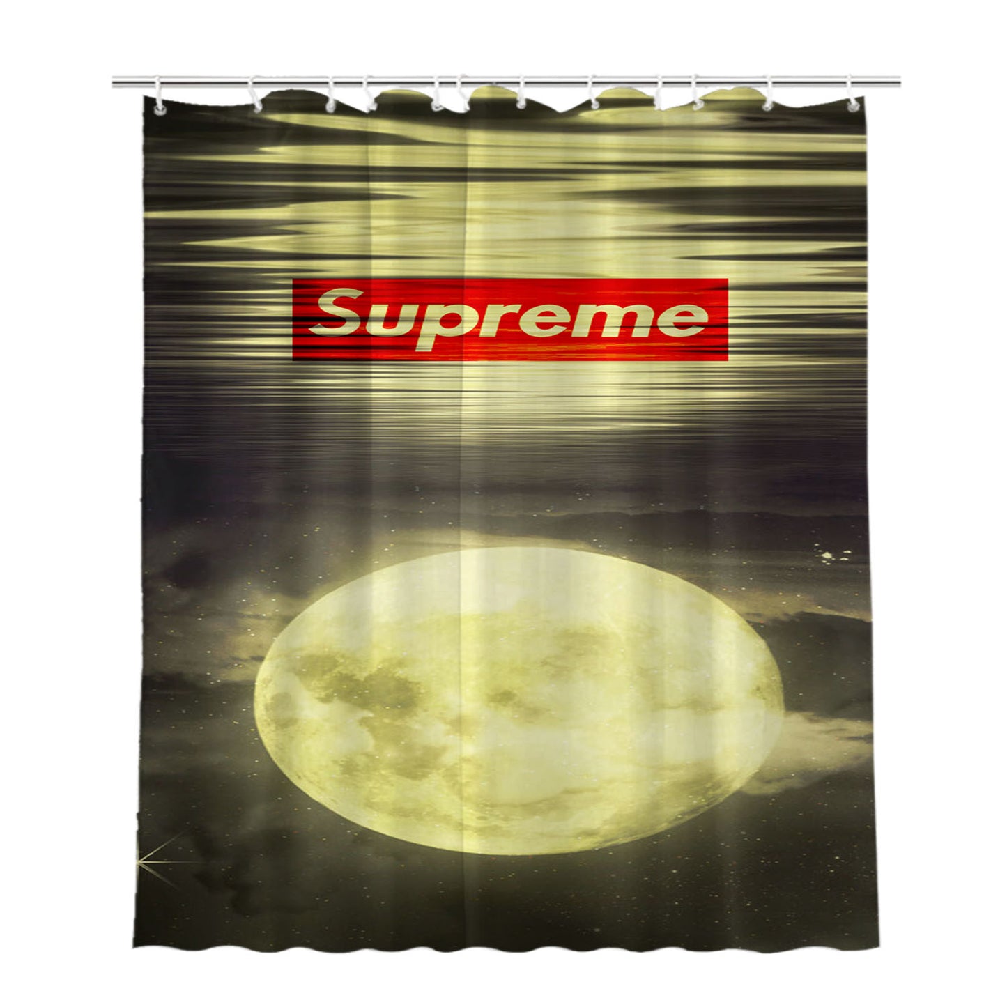 Supreme Moon Bathroom Shower Curtain Fabric Waterproof | 66 X 72 Inch