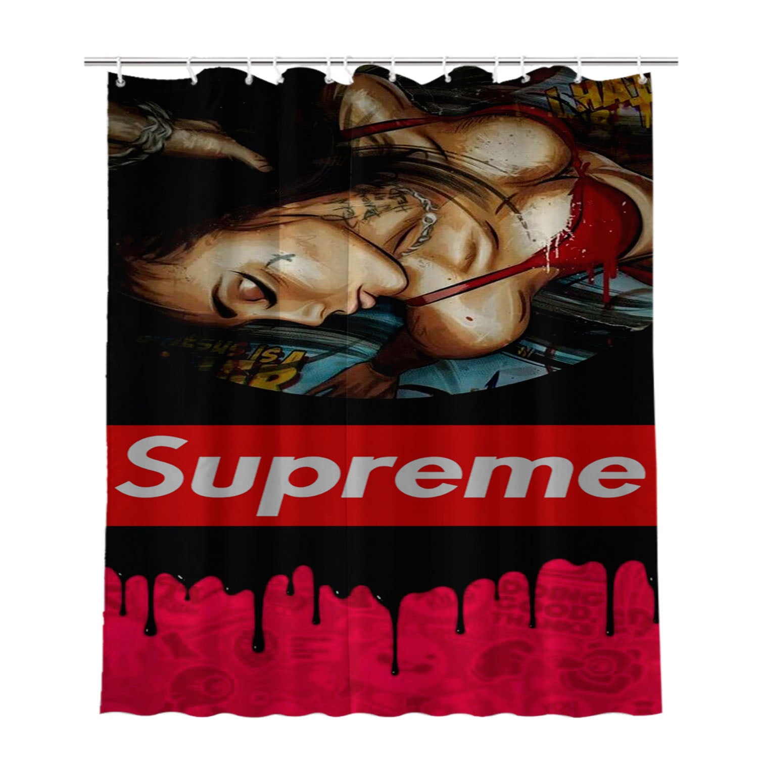 Supreme X Dope Bathroom Shower Curtain Fabric Waterproof | 66 X 72 Inch