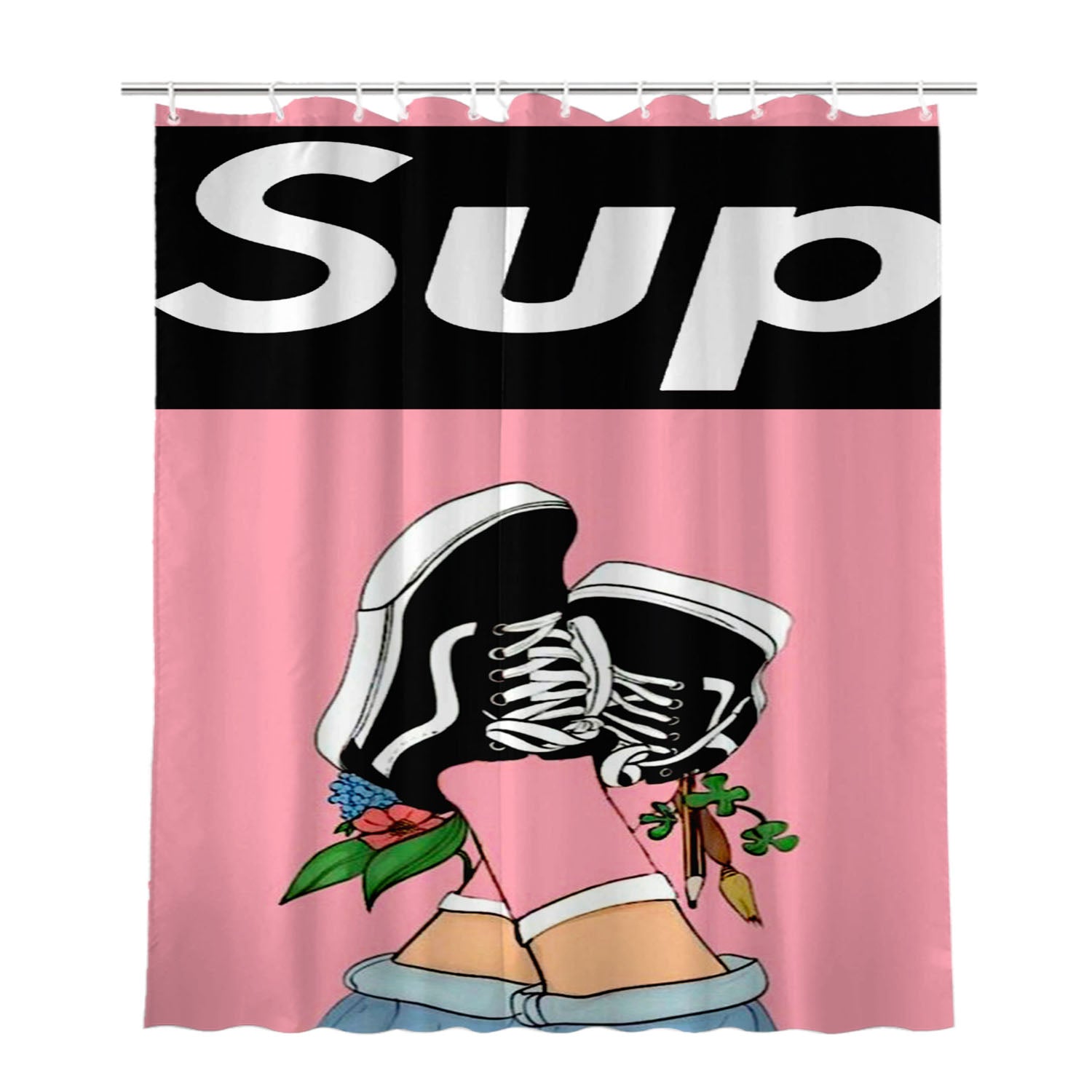 Supreme X Vans Retro Bathroom Shower Curtain Fabric Waterproof | 66 X 72 Inch