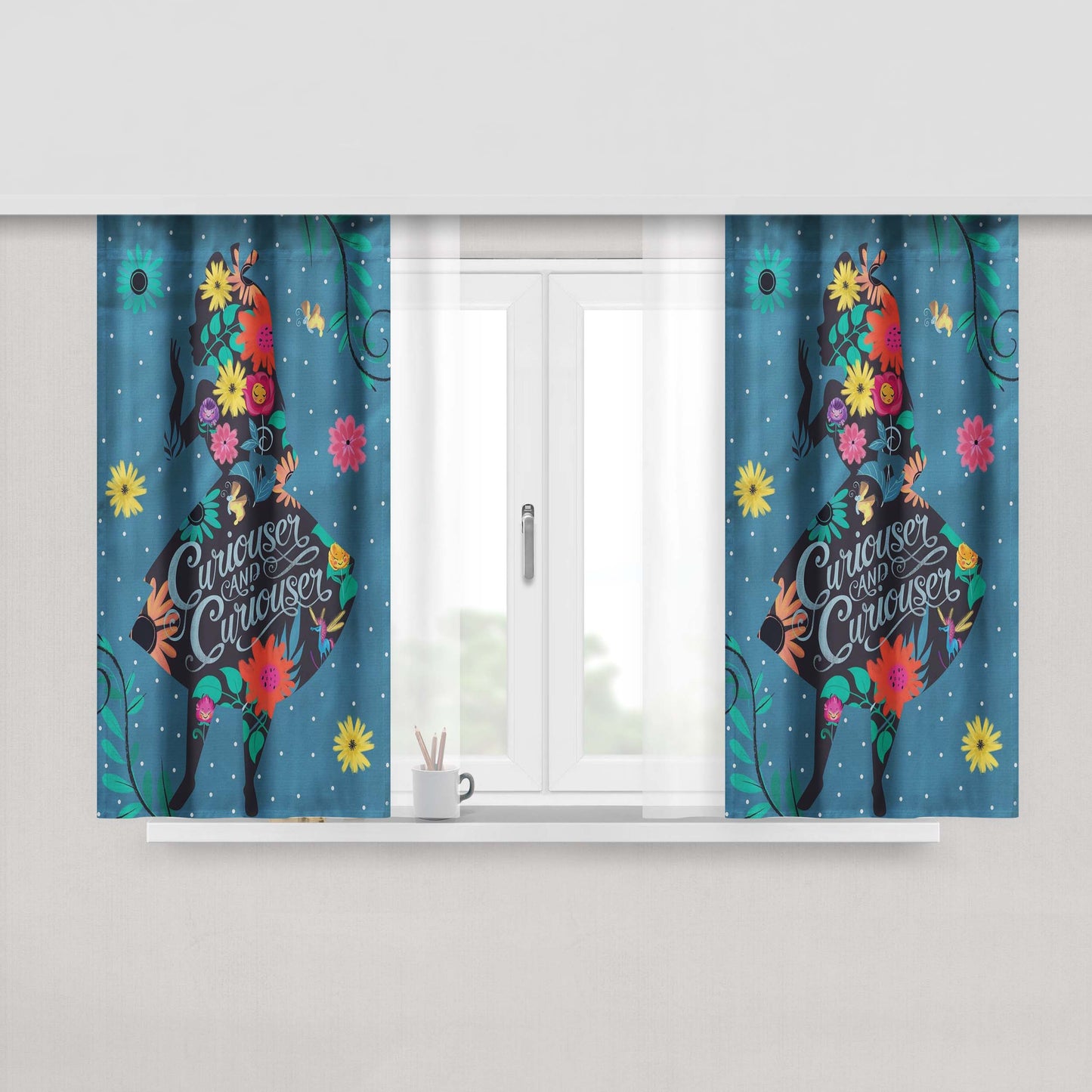 Alice In Wonderland 2 Peach Skin Window Curtains