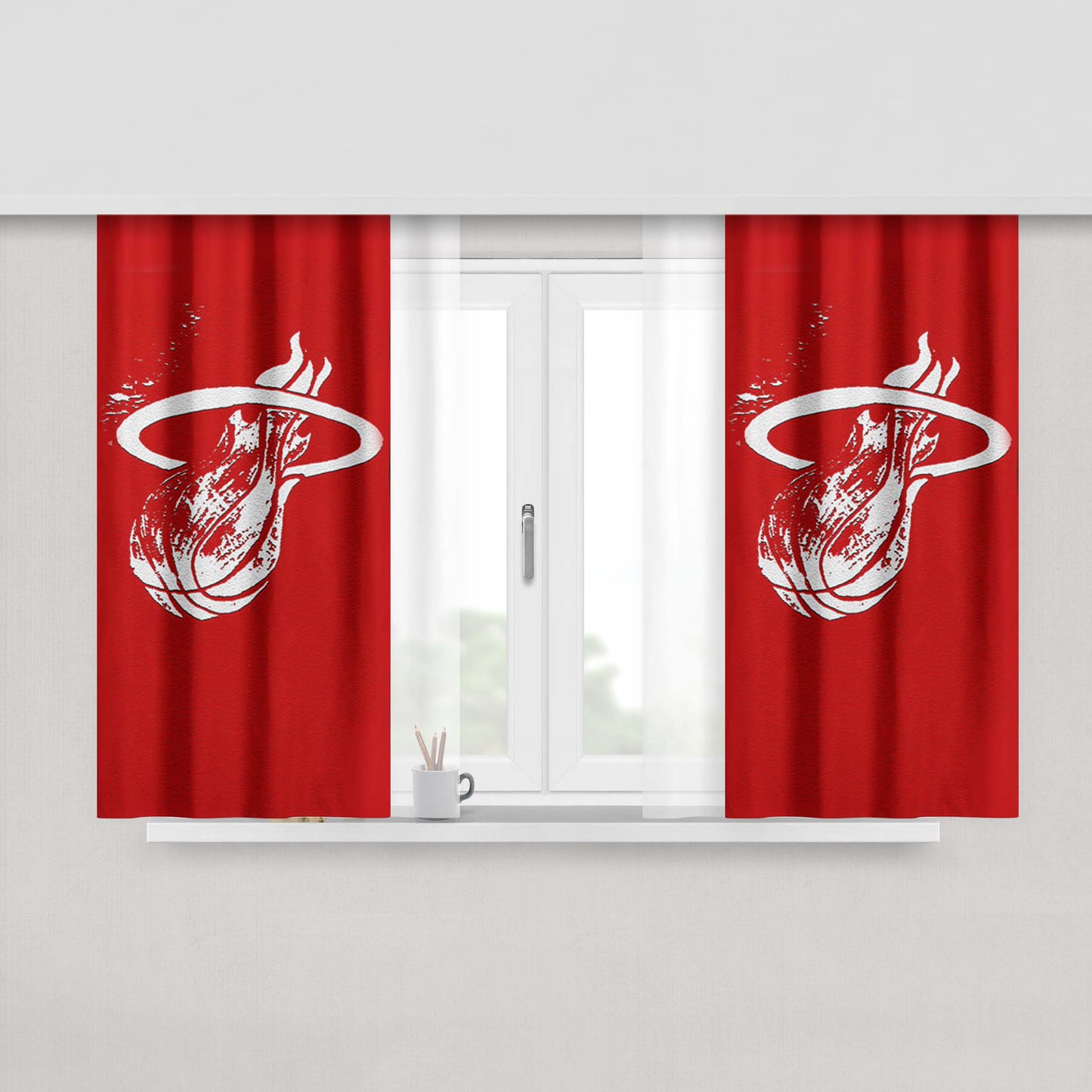 Basketball Miami Heat Peach Skin Window Curtains