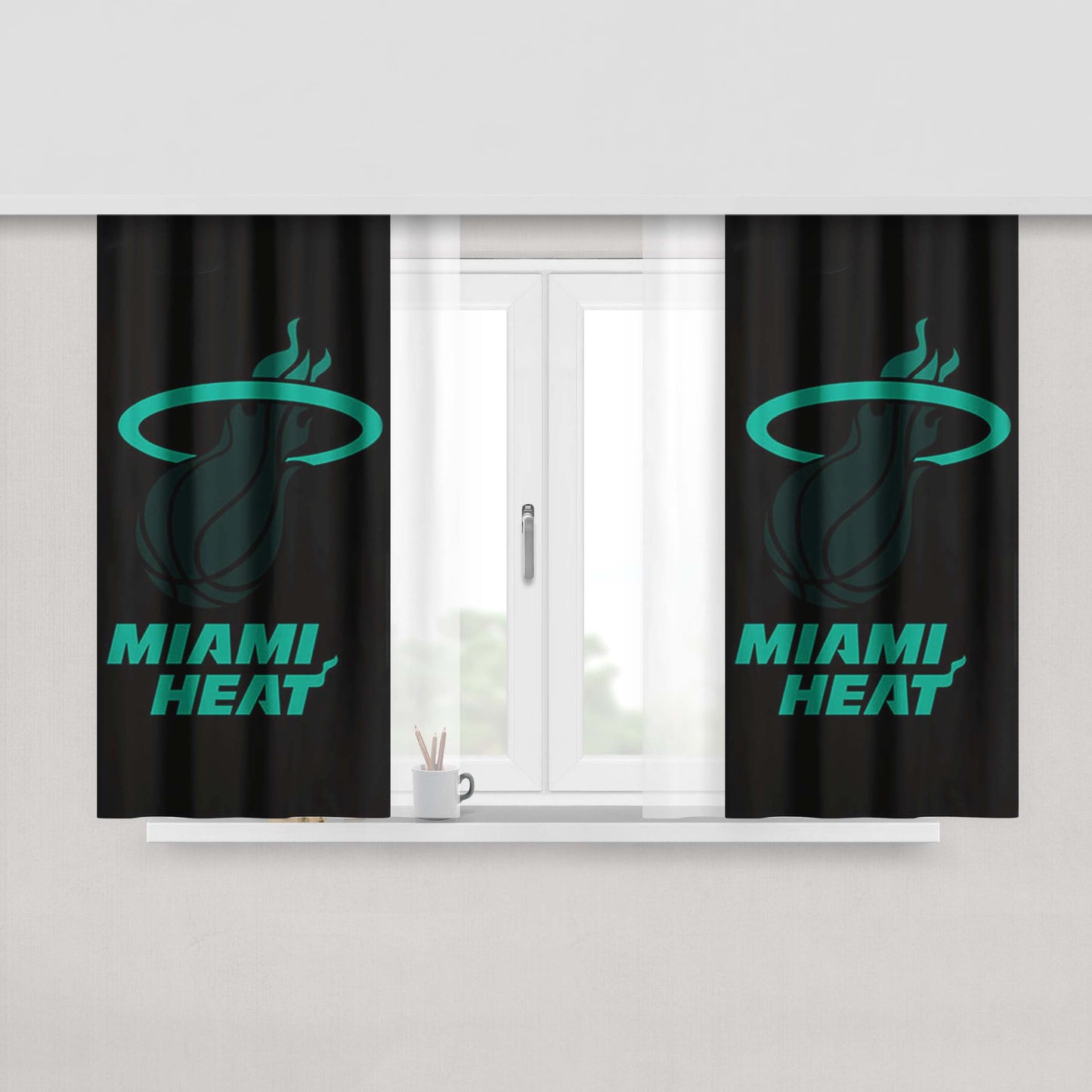 Blue Black Miami Heat Peach Skin Window Curtains