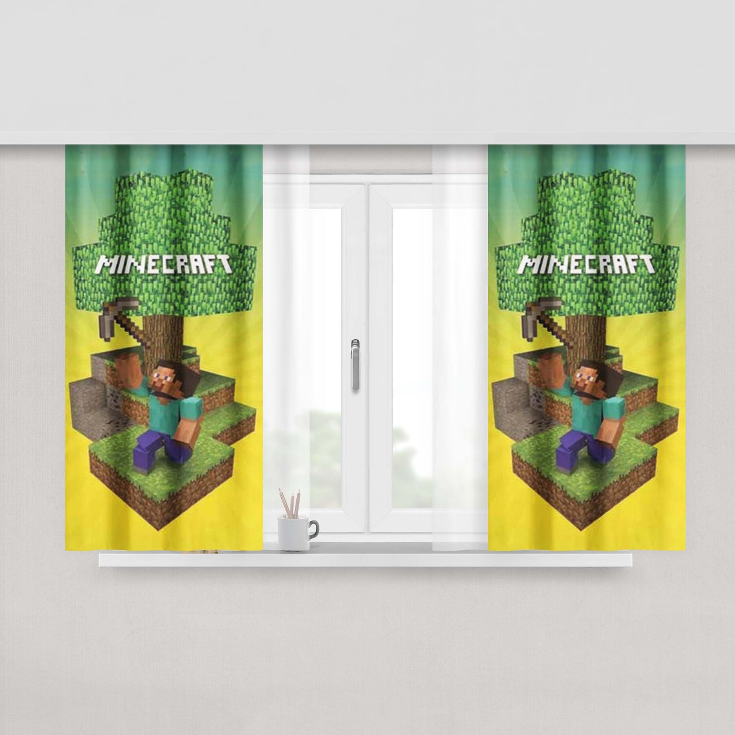 Minecraft Tree Peach Skin Window Curtains