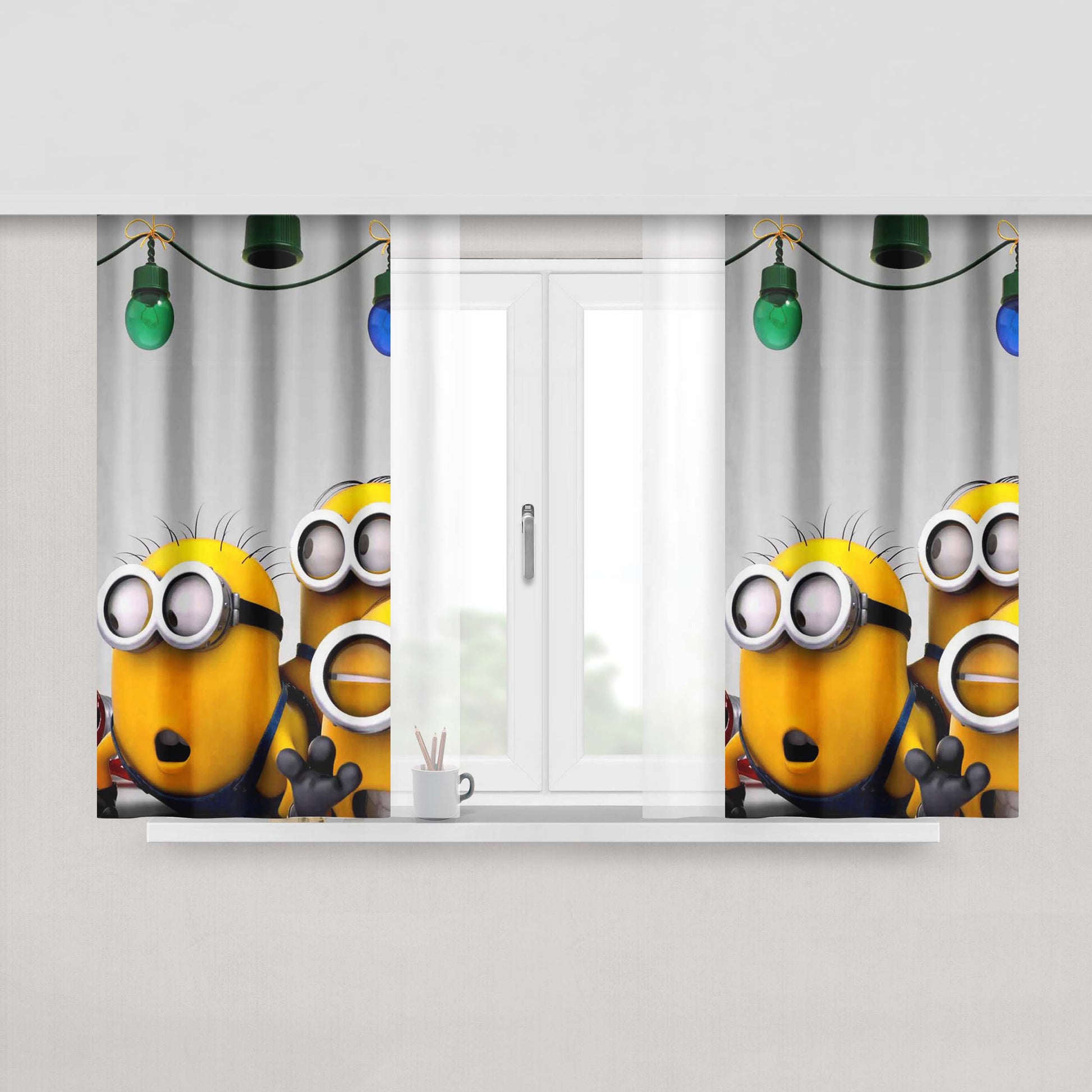 Minion Christmas Peach Skin Window Curtains