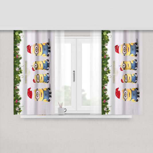 Minions Christmas Peach Skin Window Curtains