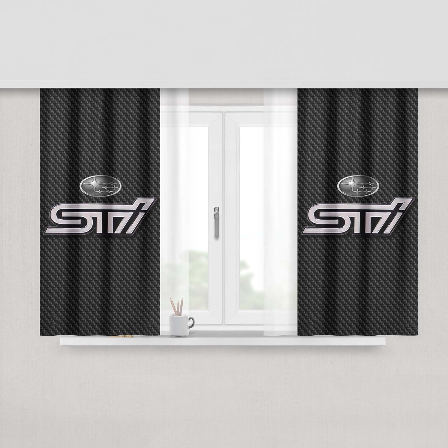 Subaru Sti Logo Peach Skin Window Curtains