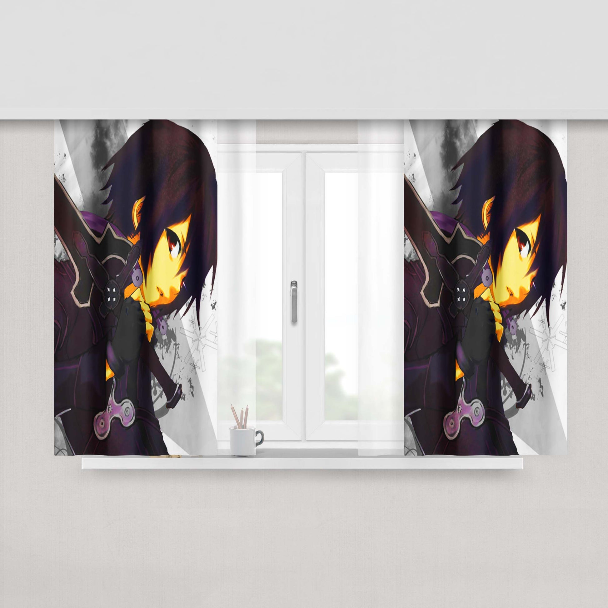 Sword Art Online Kirito Peach Skin Window Curtains