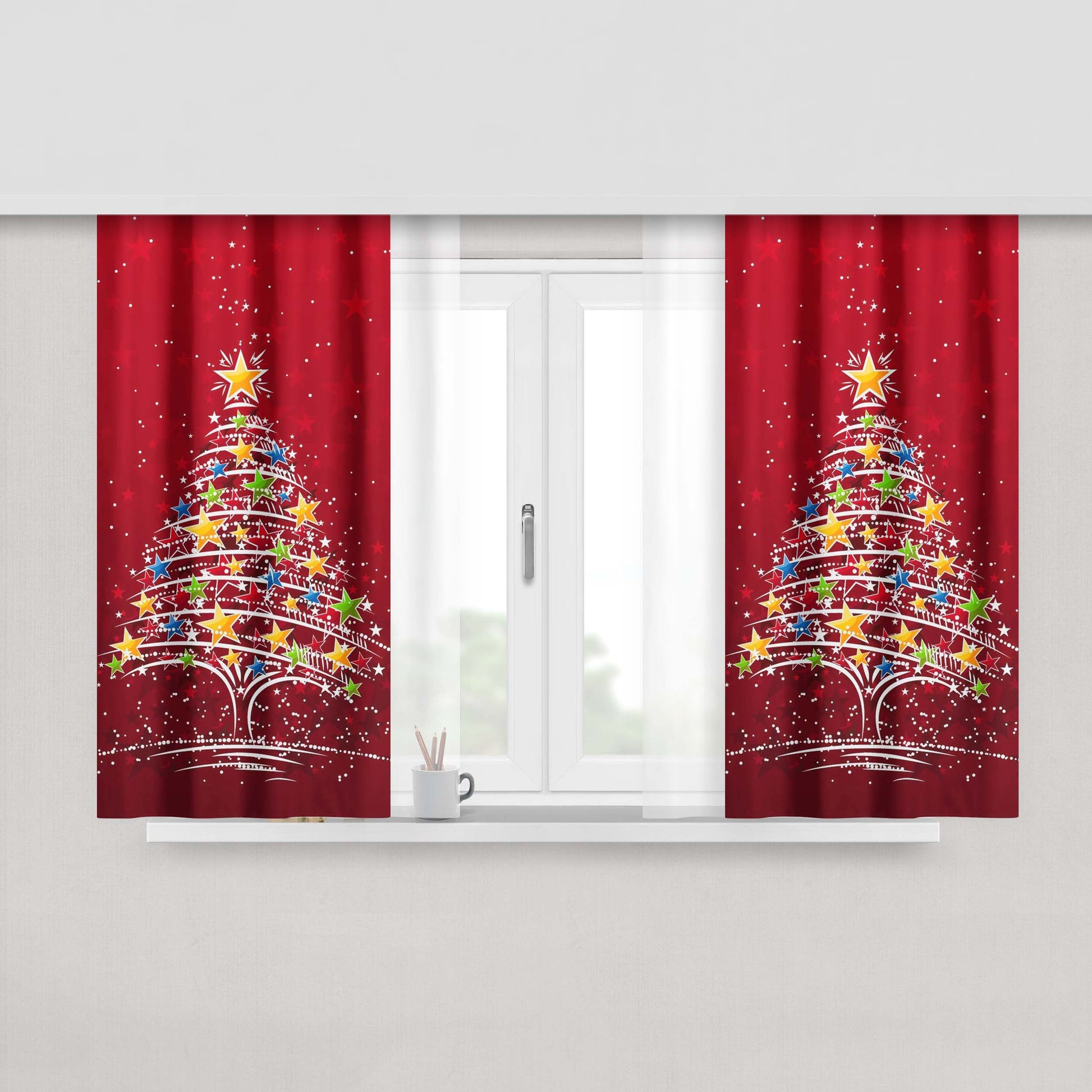 The Christmas Tree Peach Skin Window Curtains