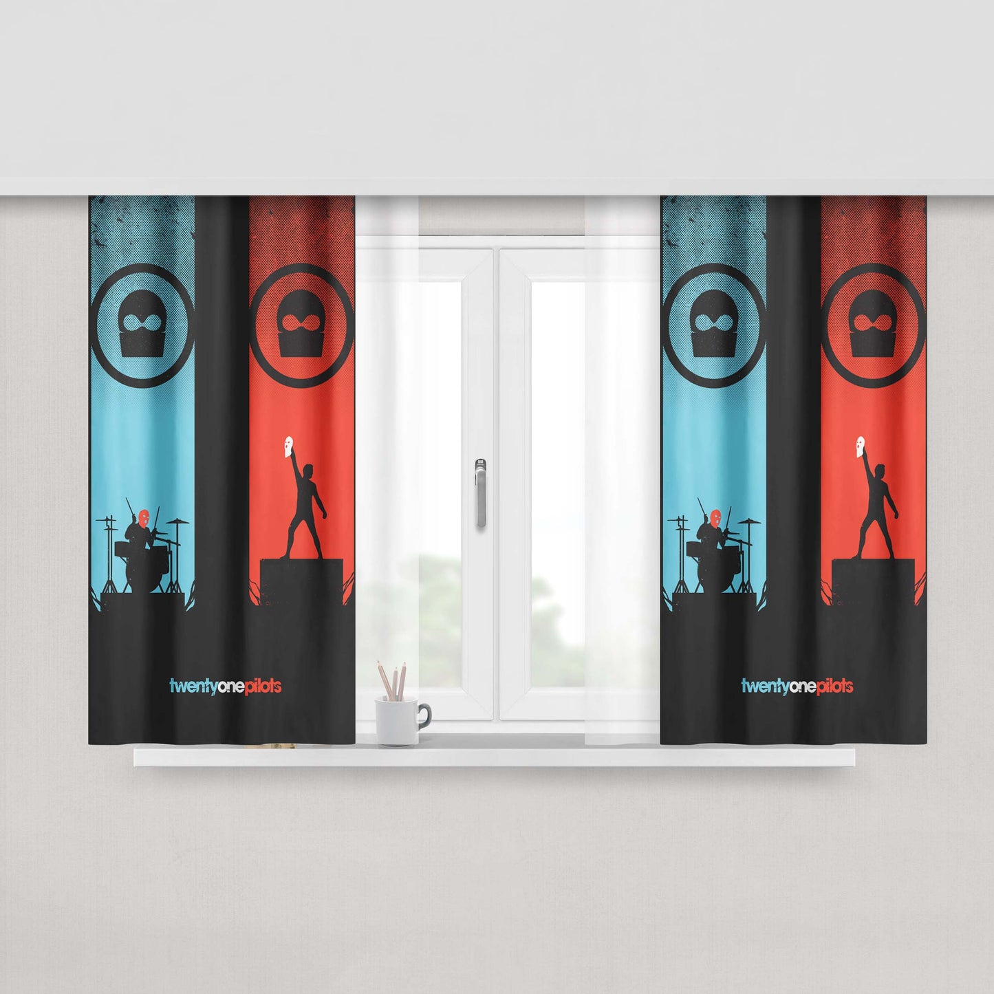 Twenty One Pilot Peach Skin Window Curtains