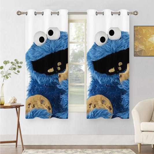 Cookie Monster Eating Cookies Peach Skin Window Curtains