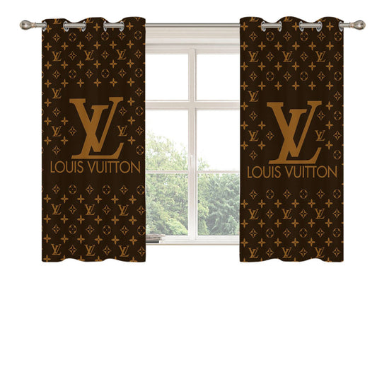 Louis Vuitton Brown Pattern Peach Skin Window Curtains