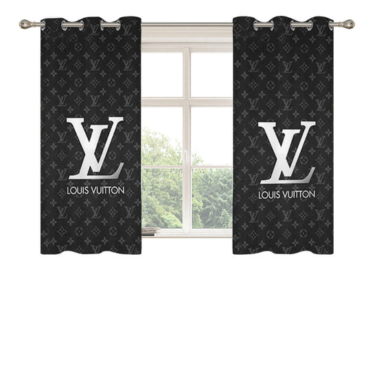 Louis Vuitton Grey Logo Peach Skin Window Curtains
