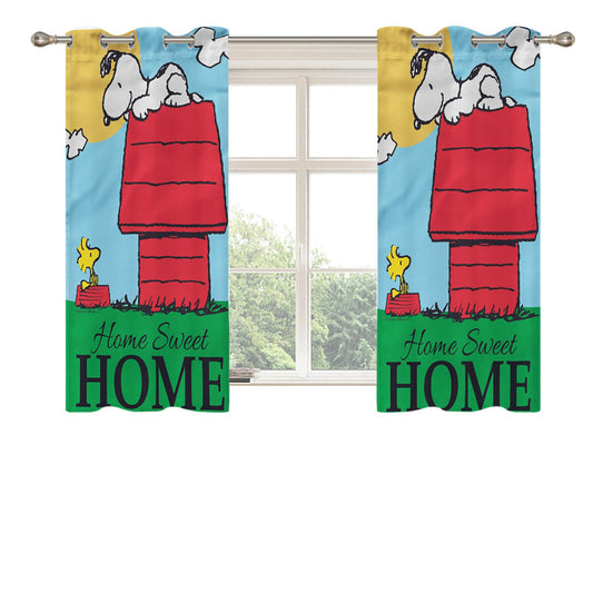Peanuts Snoopy Home Sweet Home Peach Skin Window Curtains
